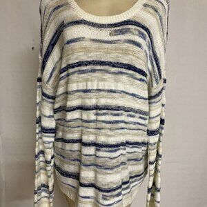 Liz‎ Claiborne LINEN COLLETION MAR Women’s STRIPE Knit Sweater Sz XL NWT MSRP$44